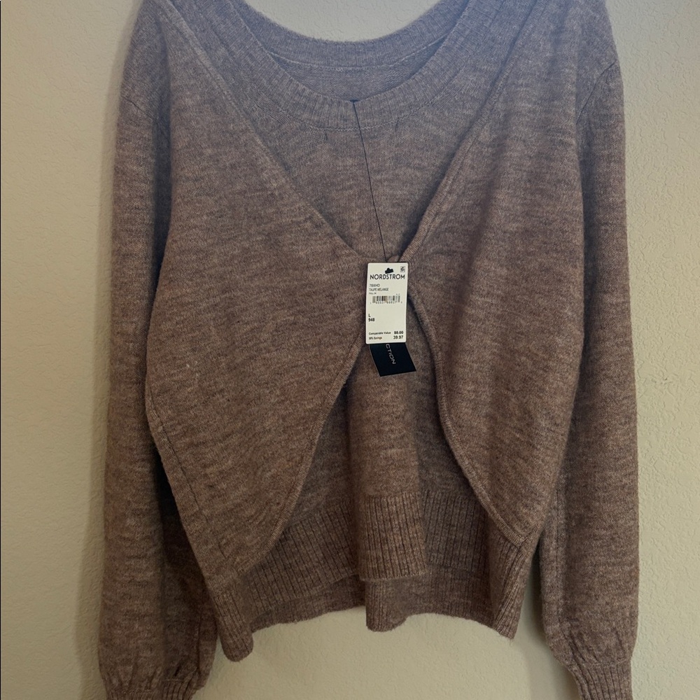 French Connection Women's Scoop Neck Sweater in Taupe Heather